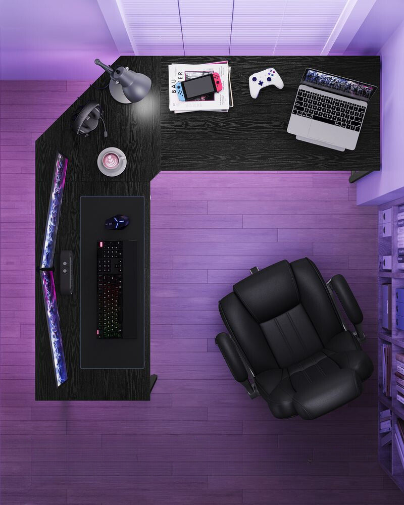 Nancy's Arzana Hoekbureau - Computertafel - Laptoptafel - Bureau - Zwart - ± 150 x 150 x 75 cm