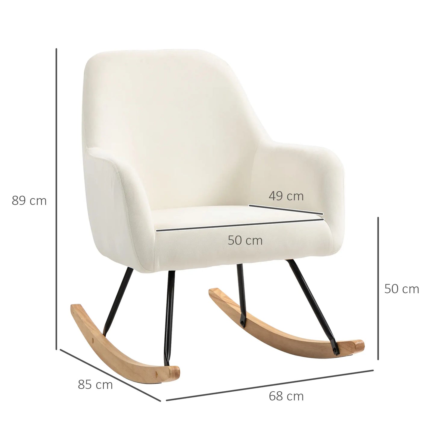 Nancy's Galatina Schommelstoel - Loungestoel - Relaxstoel - Roomwit - Fluweel