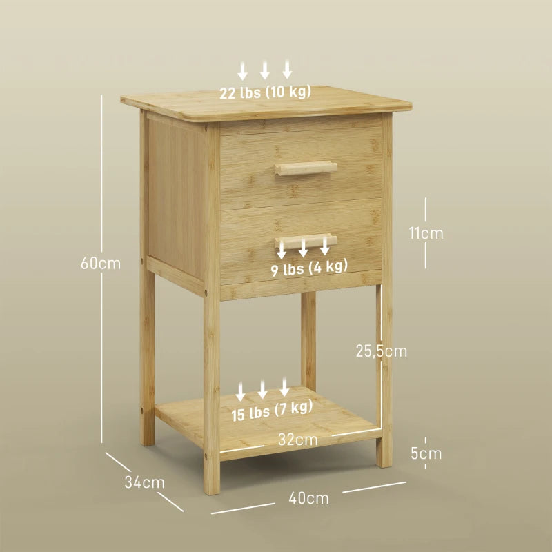 Nancy's Vidago Nachtkastjes - Set van 2 - Bijzettafeltjes - Bamboe - ± 40 x 35 x 60 cm