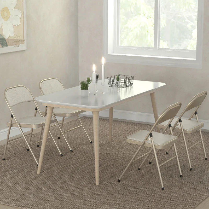 Nancy's Noto Klapstoelen - Set van 4 - Vouwstoel - Beige - Staal / Linnen