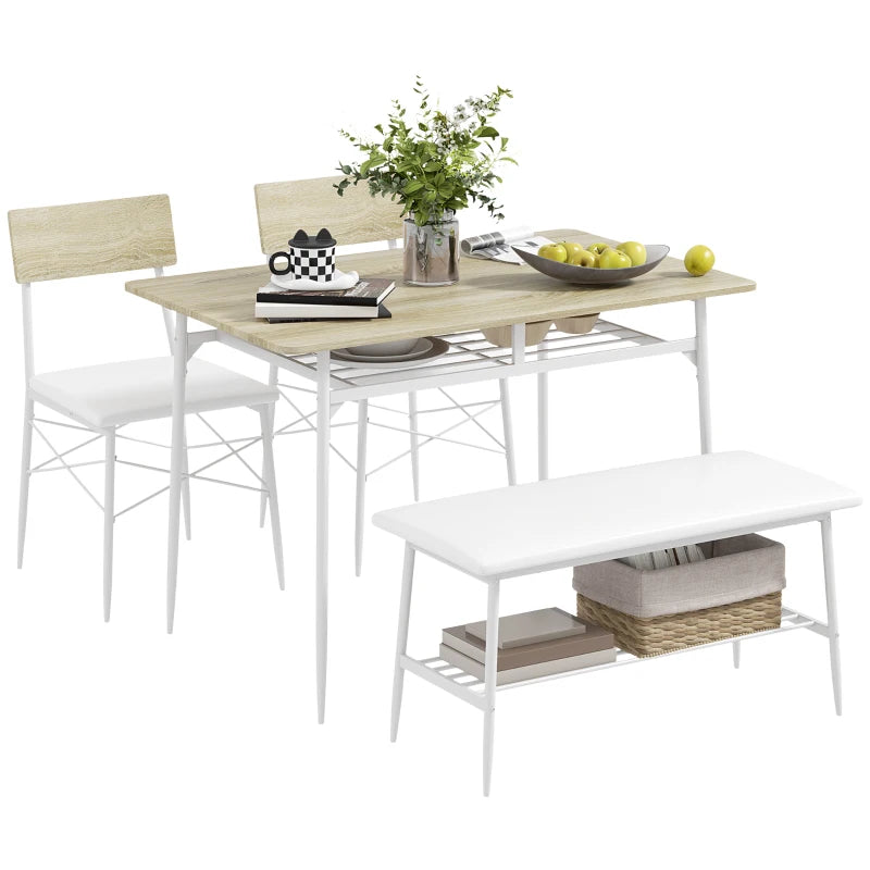 Nancy's Alhoes Eetkamertafel Set - Tafel Set - Eettafel Set - Eiken / Wit