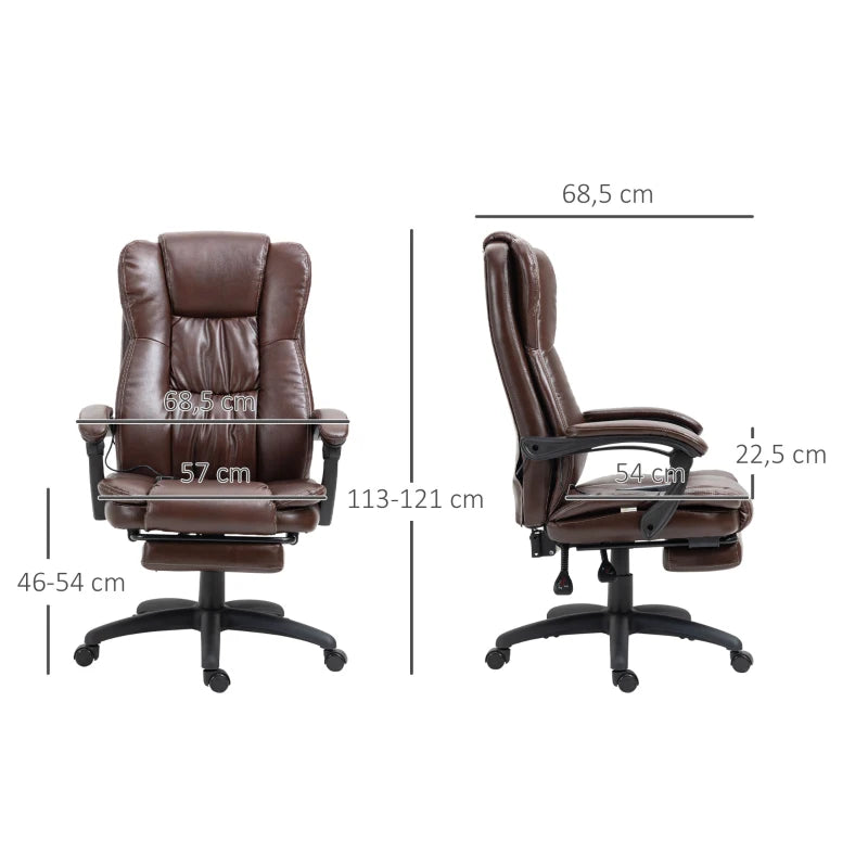 Nancy's Agrustos Massage Bureaustoel - Ergonomisch - Verstelbare Rugleuning - Voetsteun - Draaibaar - Bruin