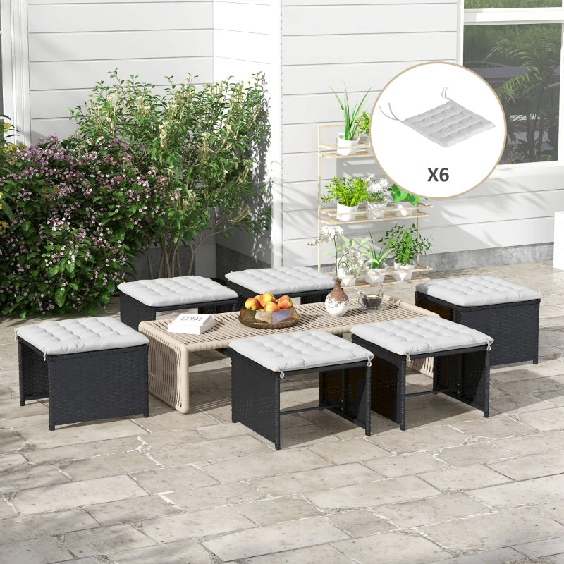 Coussins de jardin Pinheiro de Nancy - Coussins d'assise - Lot de 6 - Gris clair - 40 x 40 cm
