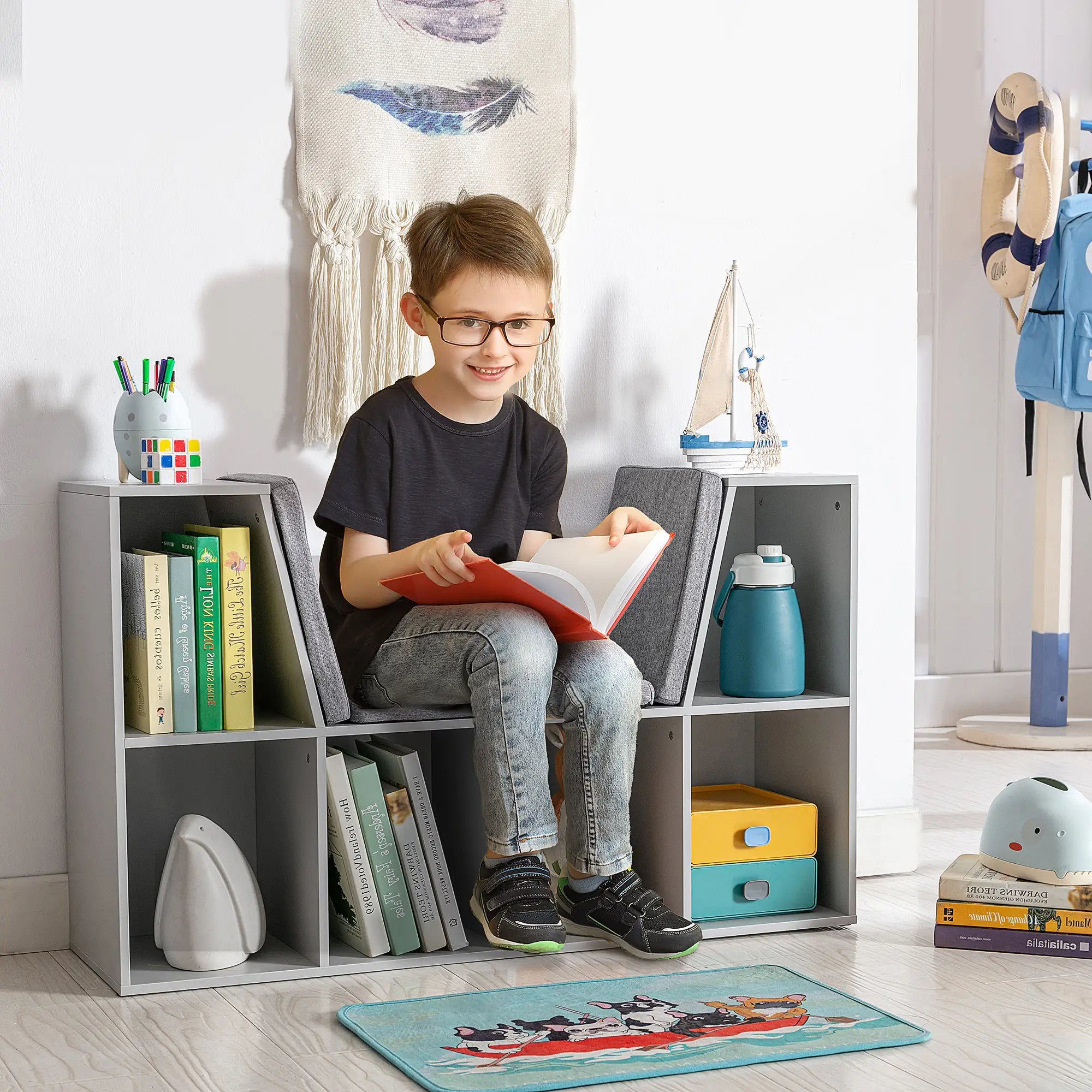 Nancy's Lovere Kinderkast - Speelgoedplank - Opbergplank - Grijs - ± 100 x 30 x 60 cm