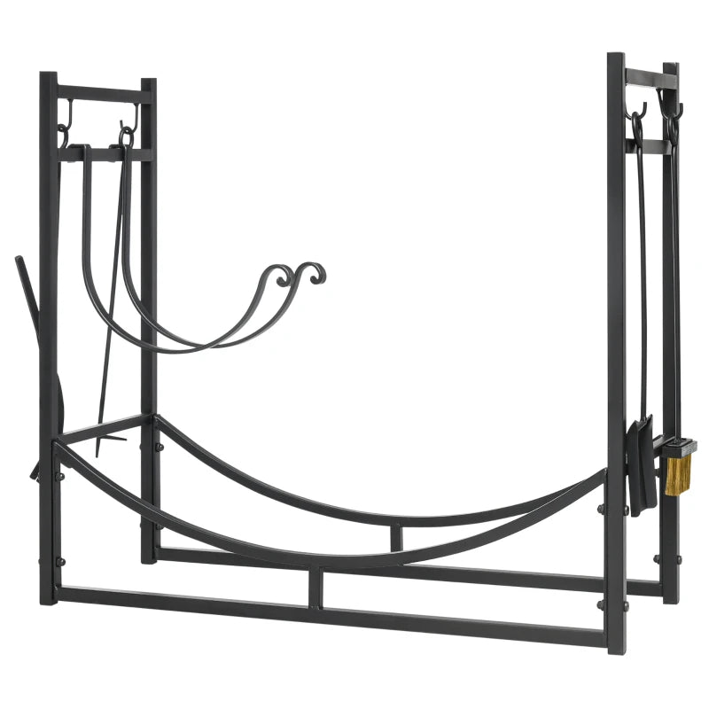 Nancy's Biadronno Firewood Rack - Wood Storage - Firewood Rack - Black - Steel