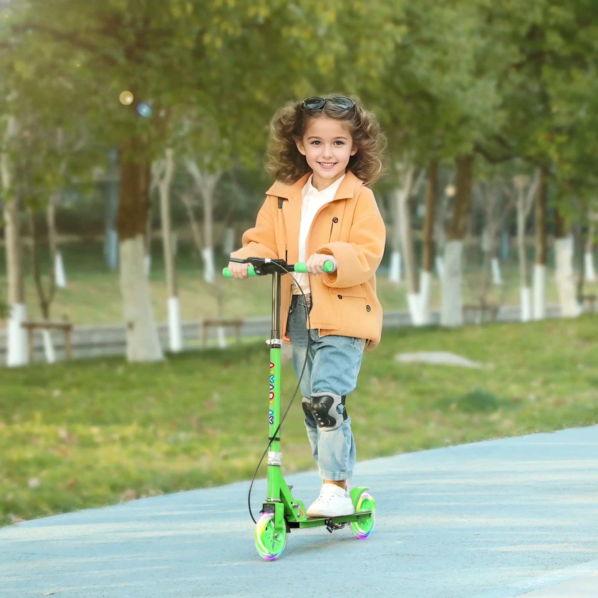 Nancy's Corino Step - Kinderstep - Verlichte Wielen - Verstelbaar - Groen