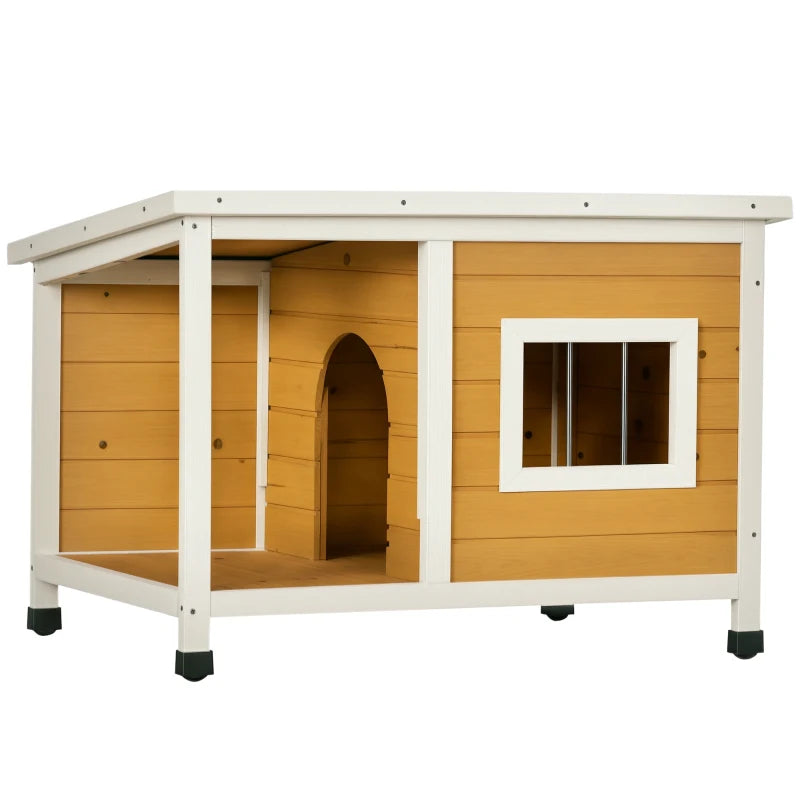 Nancy's Sorbolo Hondenhok - Hondenverblijf voor buiten - Veranda - Dennenhout - ± 85 x 60 x 60 cm