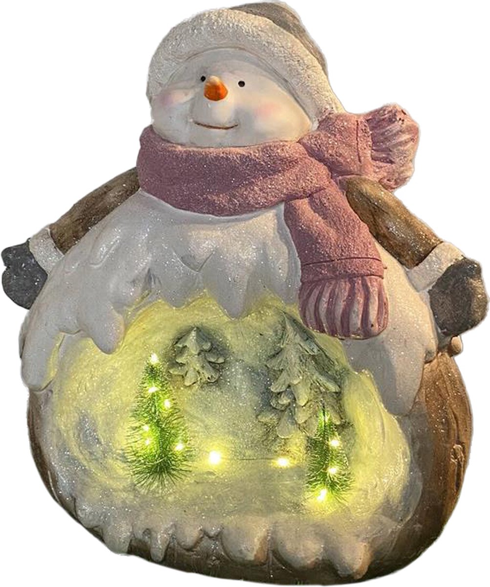 Kristmar Sneeuwpop met LED verlichting