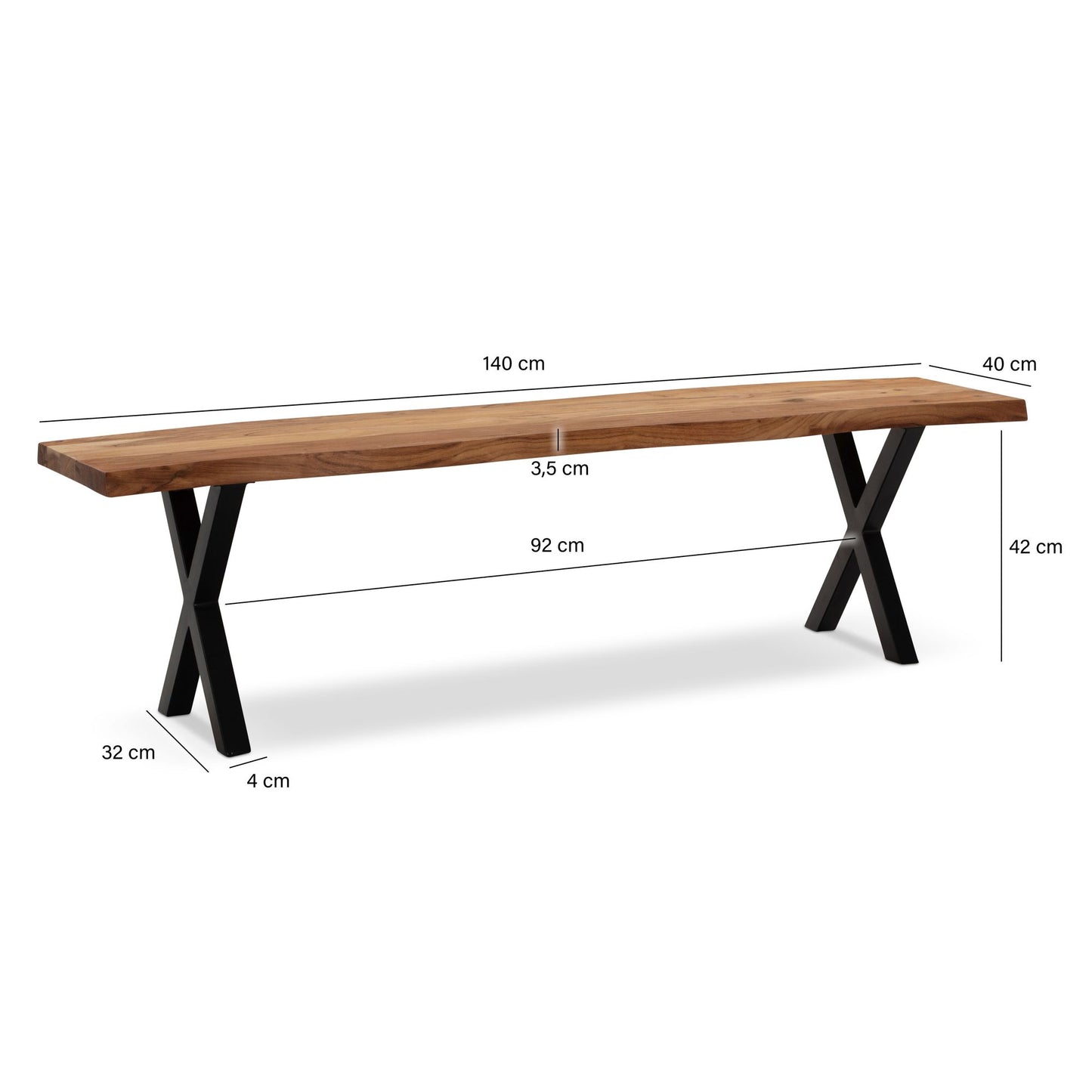 Nancy's Lourasa Eetkamerbank - Eettafelbank - Keukenbank - Eetbank - Acaciahout - 140 cm