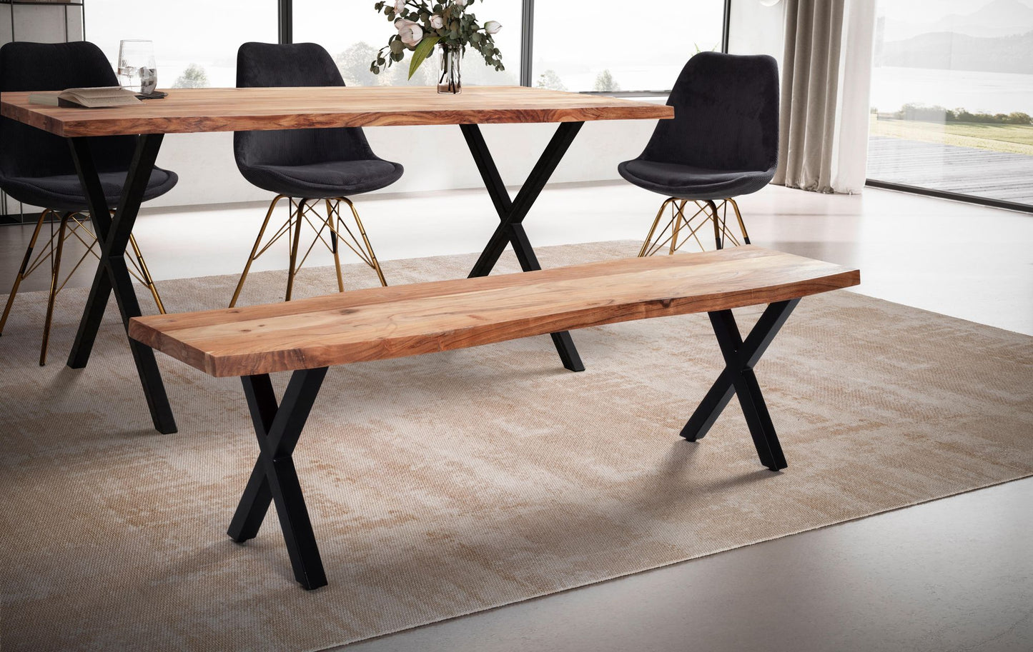 Nancy's Lourasa Eetkamerbank - Eettafelbank - Keukenbank - Eetbank - Acaciahout - 140 cm