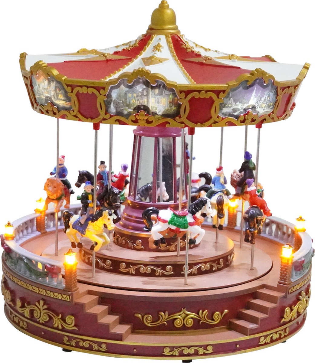 Kristmar Rosie’s draaiende carousel met LED-verlichting en muziek