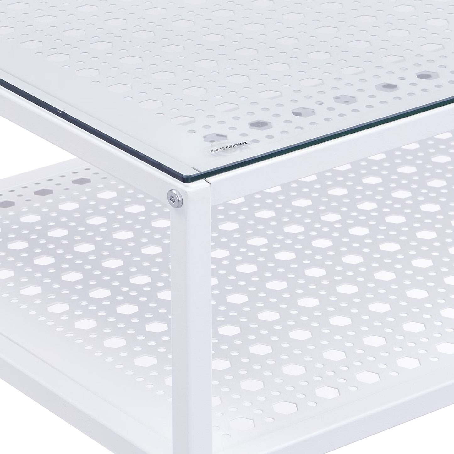 Nancy's Predore Sidetabel - Bijzettafel - Consoletafel - Haltafel - Wit - Glas / Staal - ± 80 x 40 x 75 cm