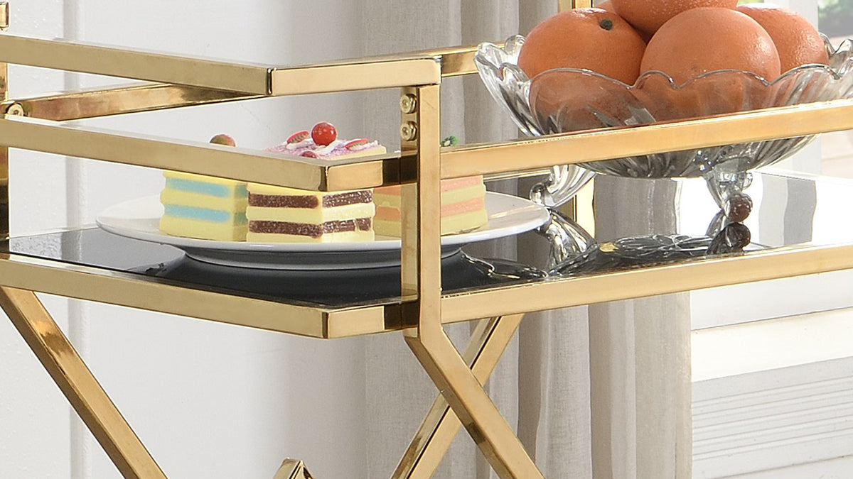 Nancy's Preganziol Trolley - Serveerwagen - Goud - Glas / Staal - 65 x 40 x 80 cm