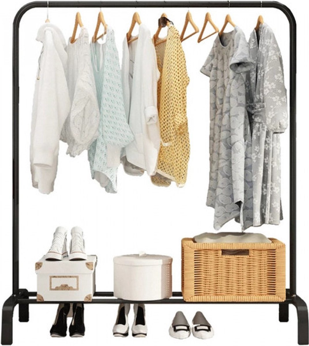 Eleganca Clothes rack with shoe rack metal Black