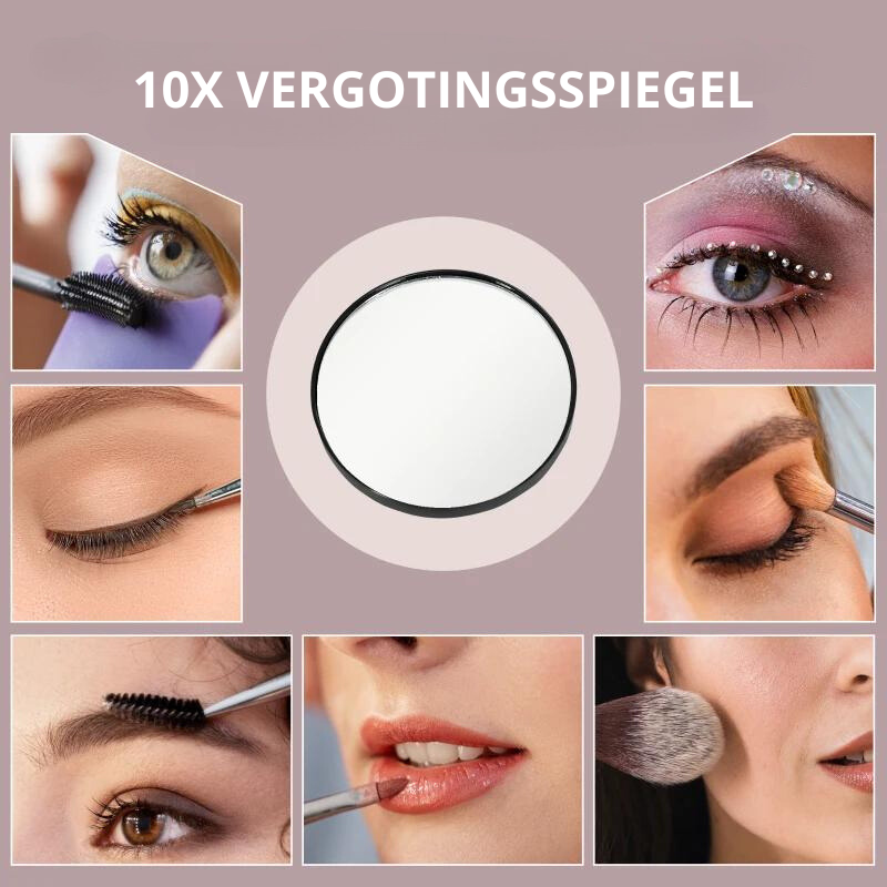 Nancy's Foladosa Make-up Spiegel - Beautyspiegel - Met LED Verlichting - Draaibaar - 10x Vergroting - Zwart - ± 60 x 50 cm