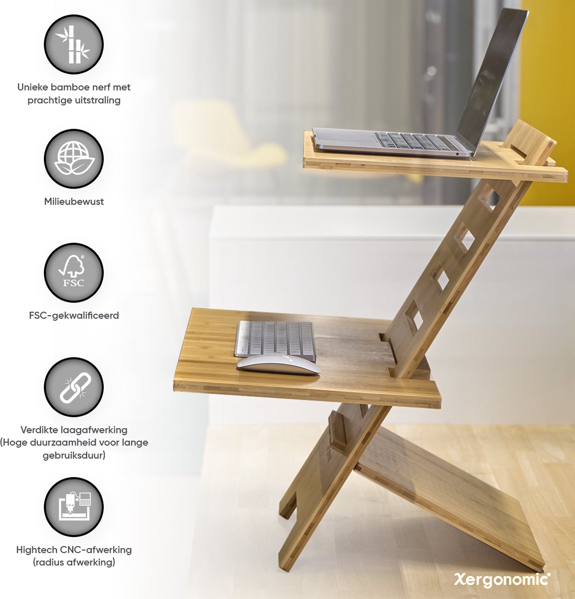 Xergonomic Sta bureau Laptopstandaard