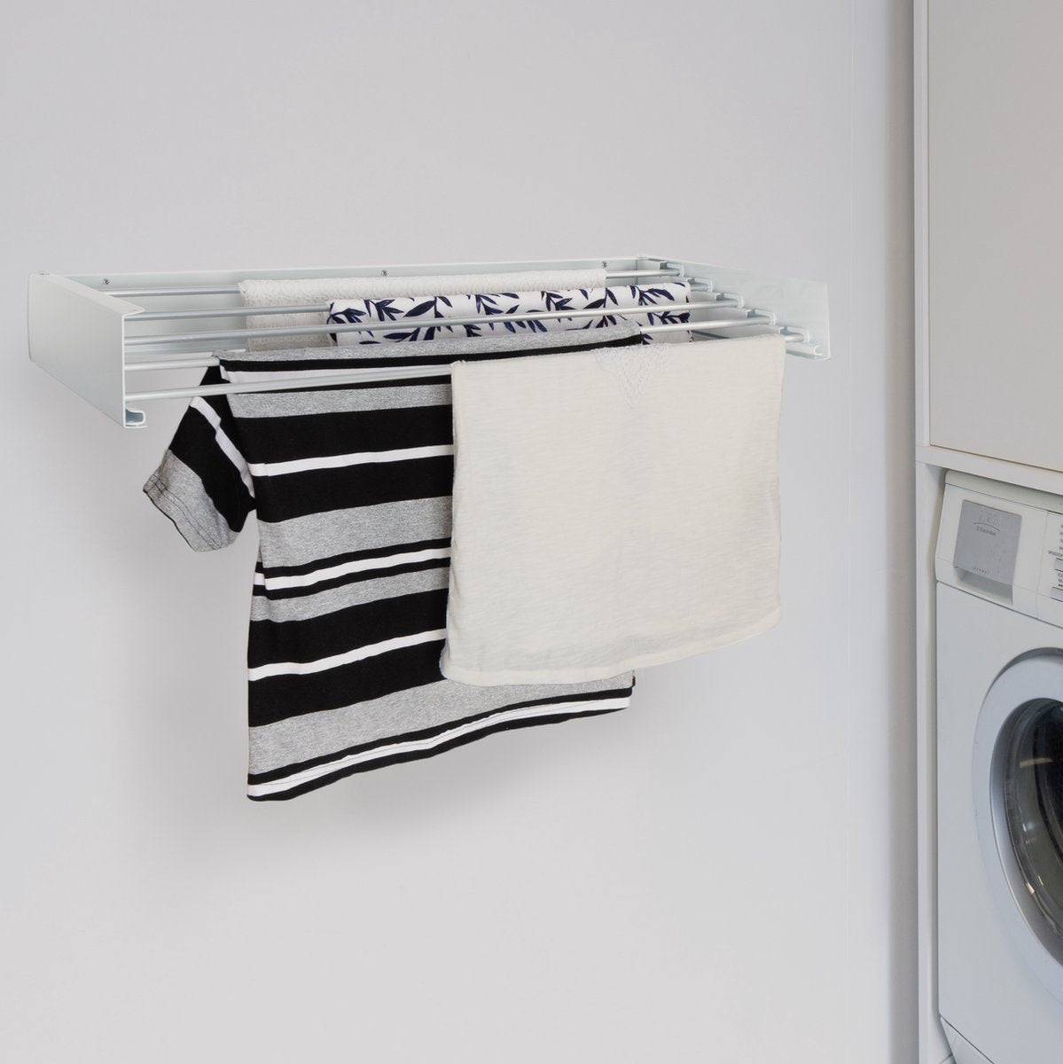 Milano Luxurious Étendoir à linge pliant - Étendoir à linge mural - Étendoir à linge mural - 80 cm - Blanc