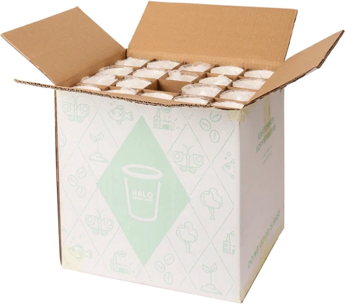 HALO Green Cups Biologisch afbreekbaar koffiebekers PLA/FSC - 180ml/7.5Z - 100 Stuks