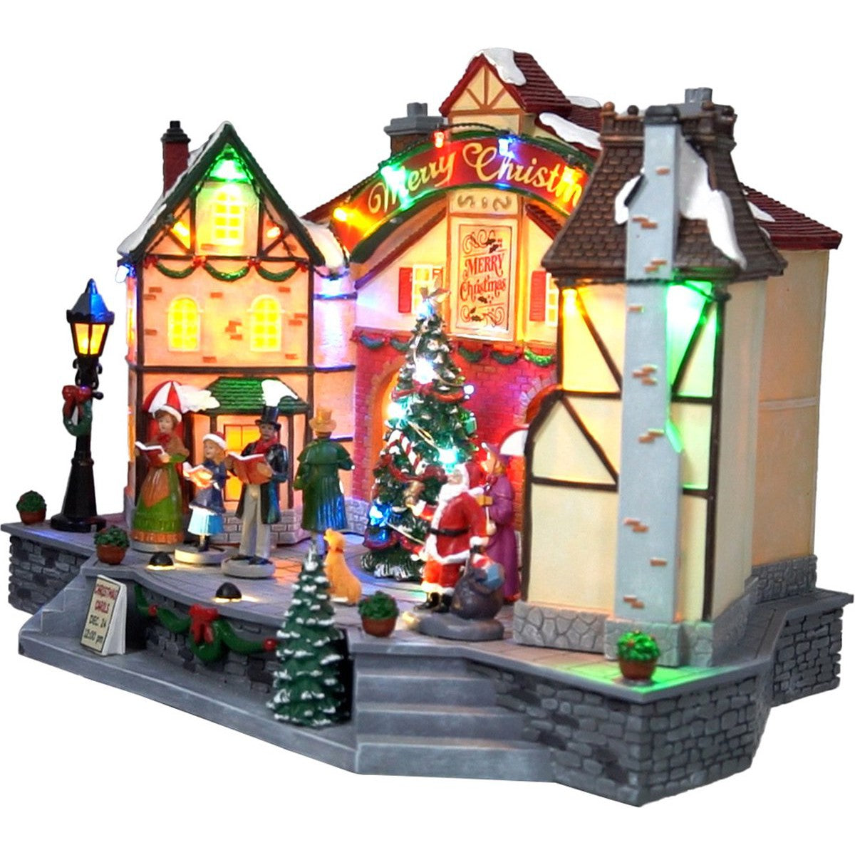 Kristmar Kerstdorp met draaiende kerstboom en verlichte huisjes