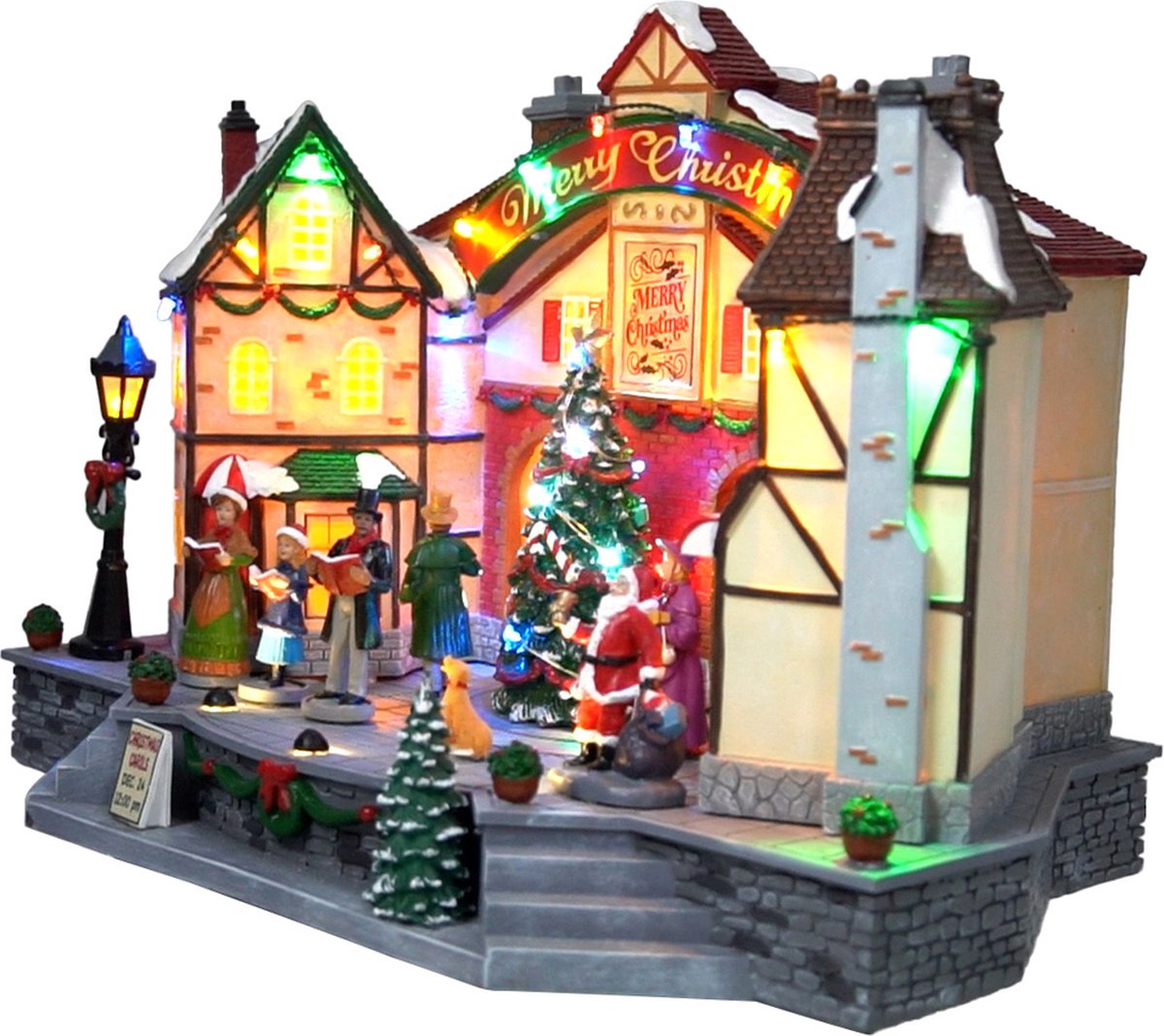Kristmar Kerstdorp met draaiende kerstboom en verlichte huisjes