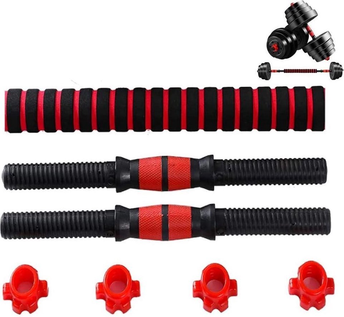 SOUTHWALL Verstelbare Dumbbell Set tot 40kg – Halterset – 2-in-1 Gewichten – Home Gym - Krachttraining – Rood