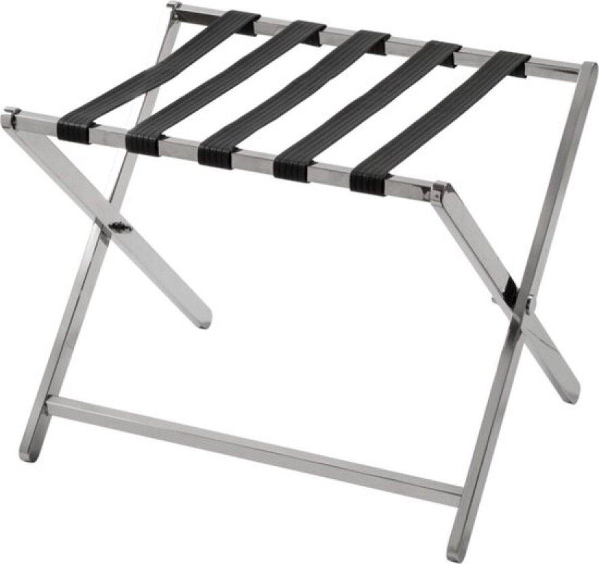 Porte-valise Nancy avec 5 lanières en cuir artificiel Suitcase Rack Chrome