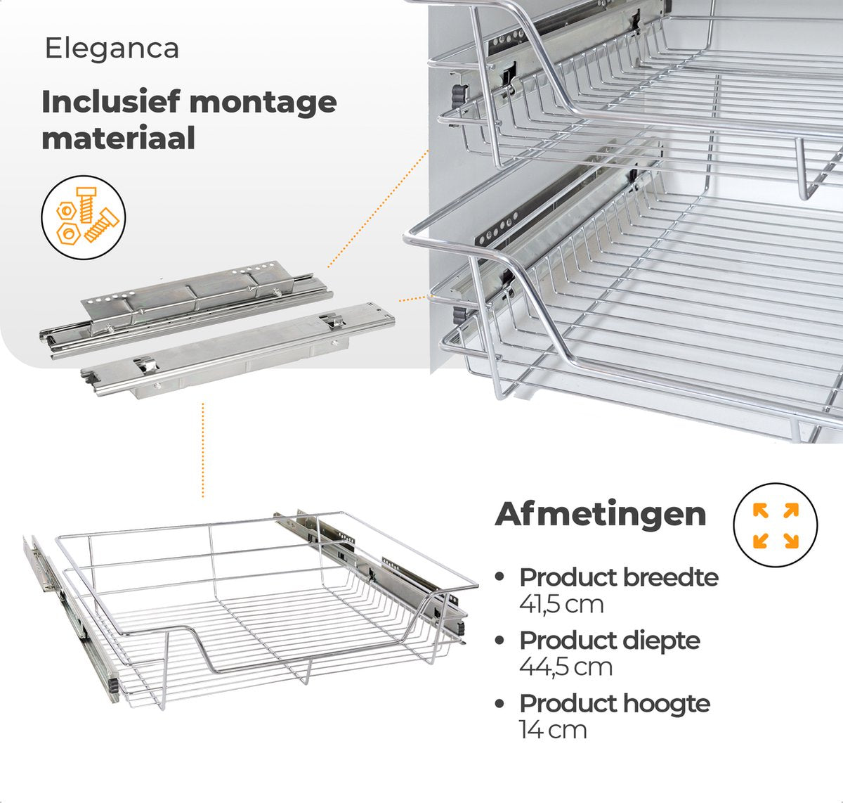 Eleganca Draadmand met zijgeleider voor kastfront 50cm