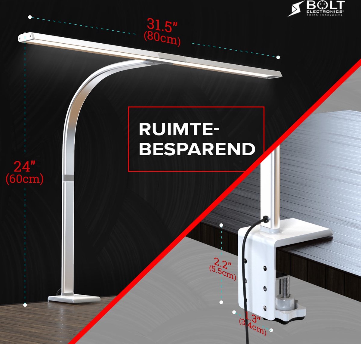 Bolt Electronics® BLIQ700W LED Bureaulamp met klem Wit