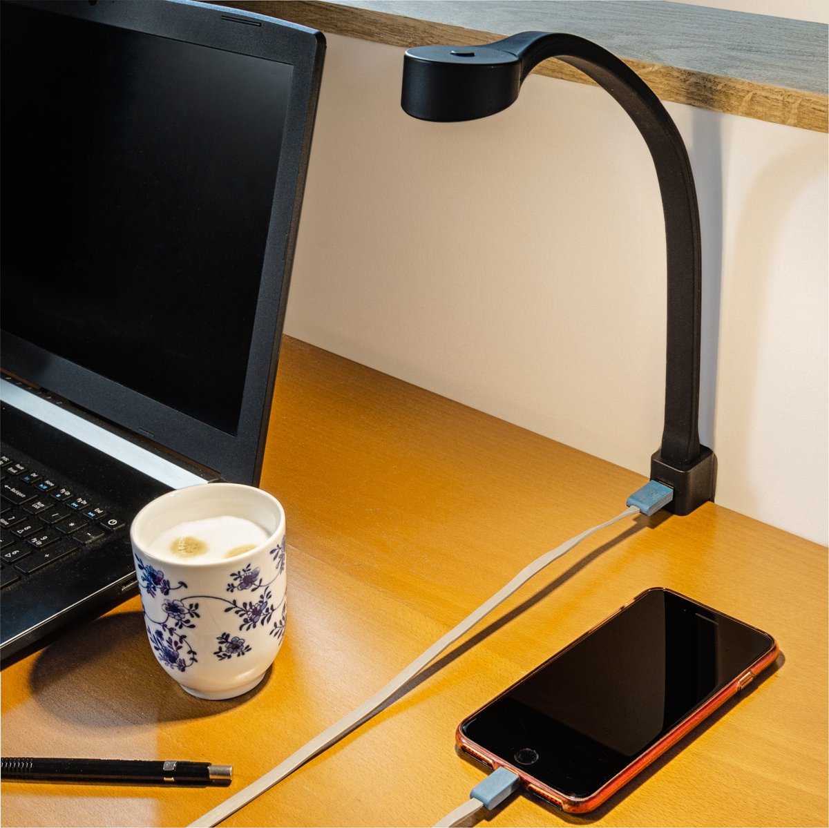 Eleganca LED bureaulamp met USB poort 2 stuks Zwart