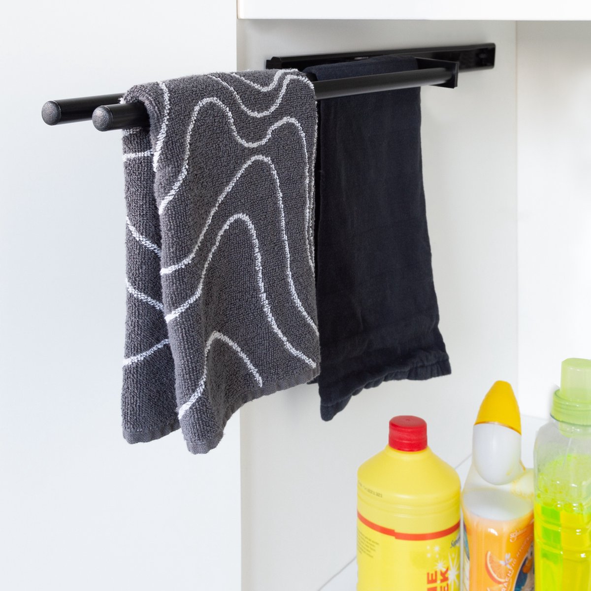 Eleganca Extendable aluminum towel rack 2 arms 46.5cm Black
