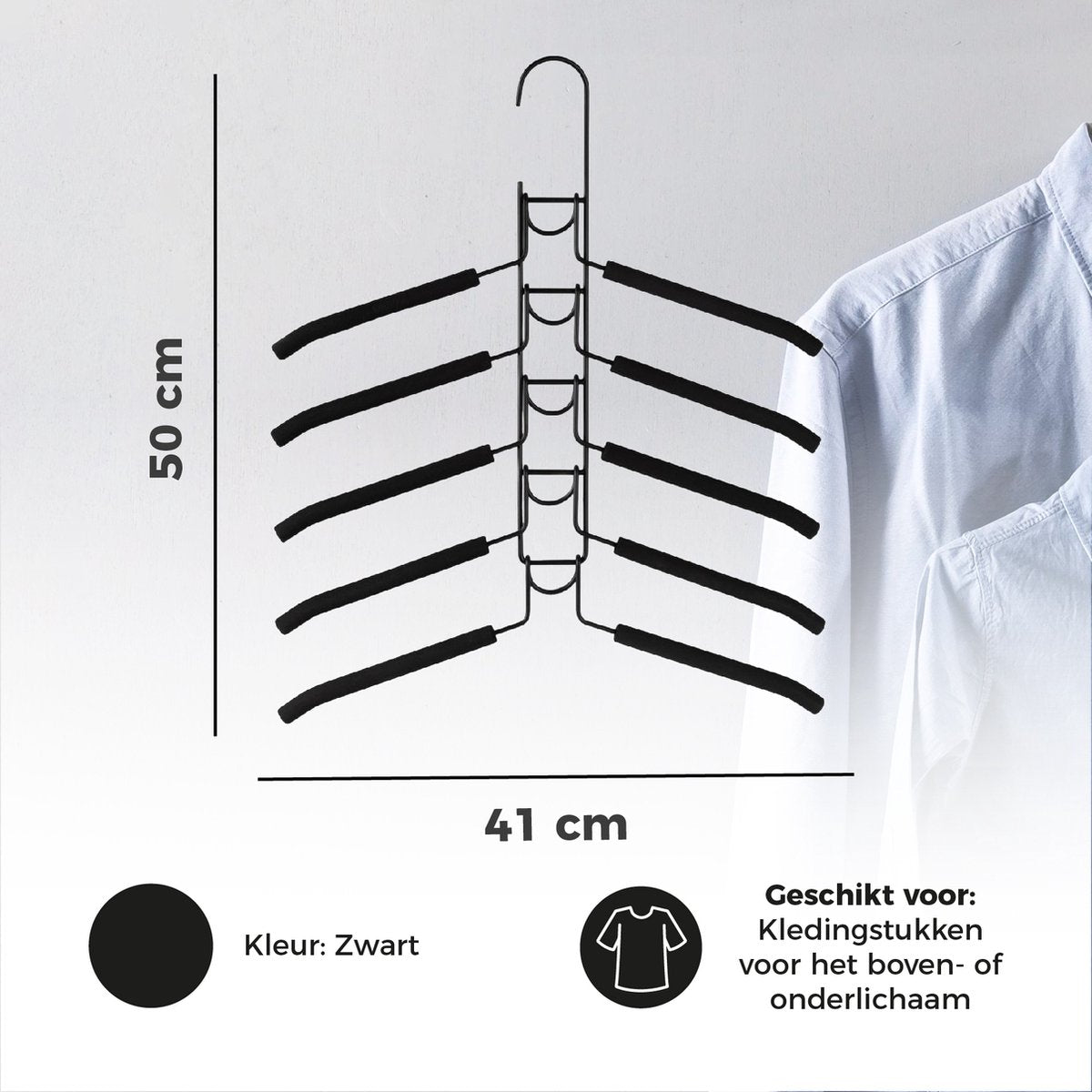 Eleganca Luxe kledinghanger 5in1 Zwart