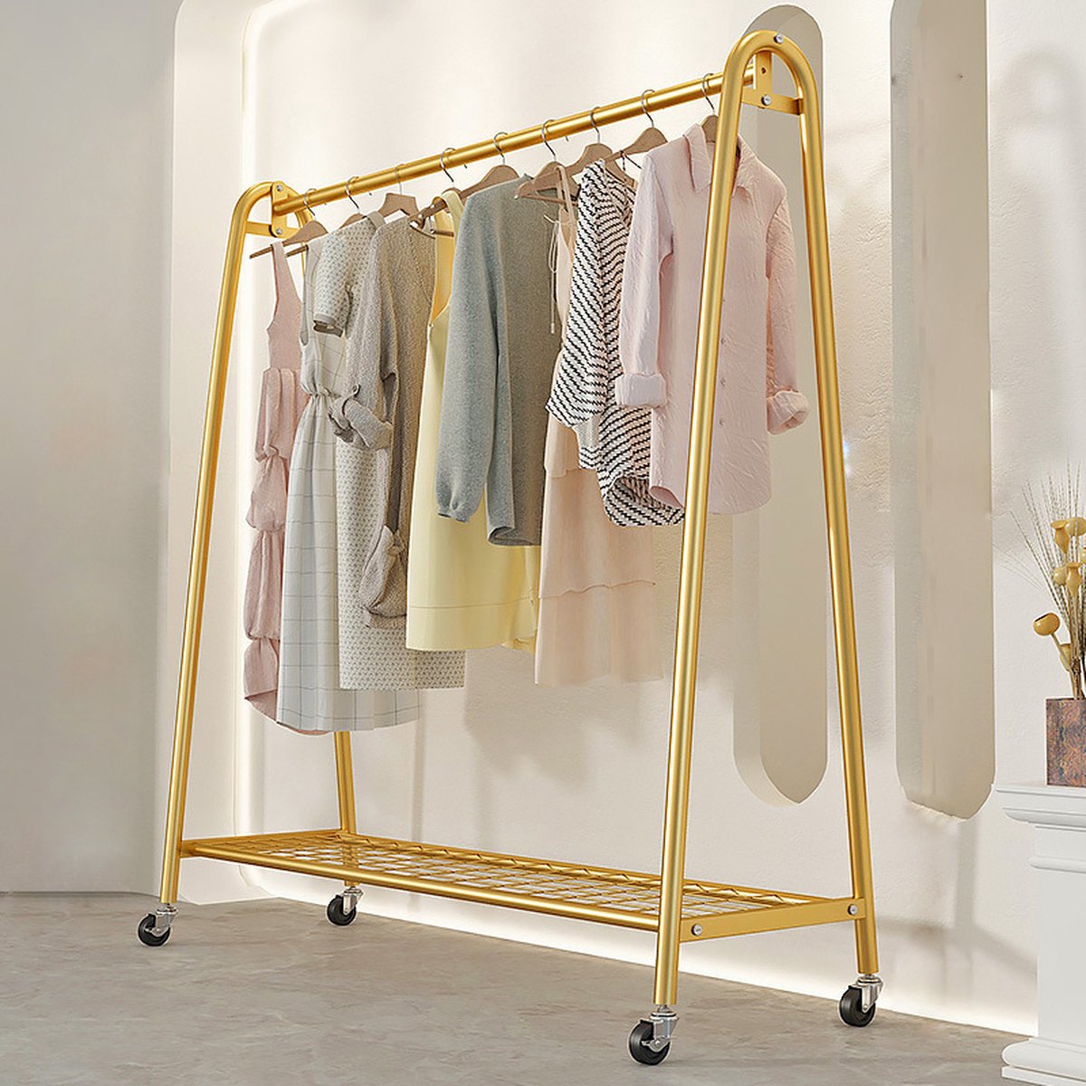 Eleganca Kledingrek - Kledingstang - Garderoberek - Goud - Staal - 120 x 40 x 158 cm