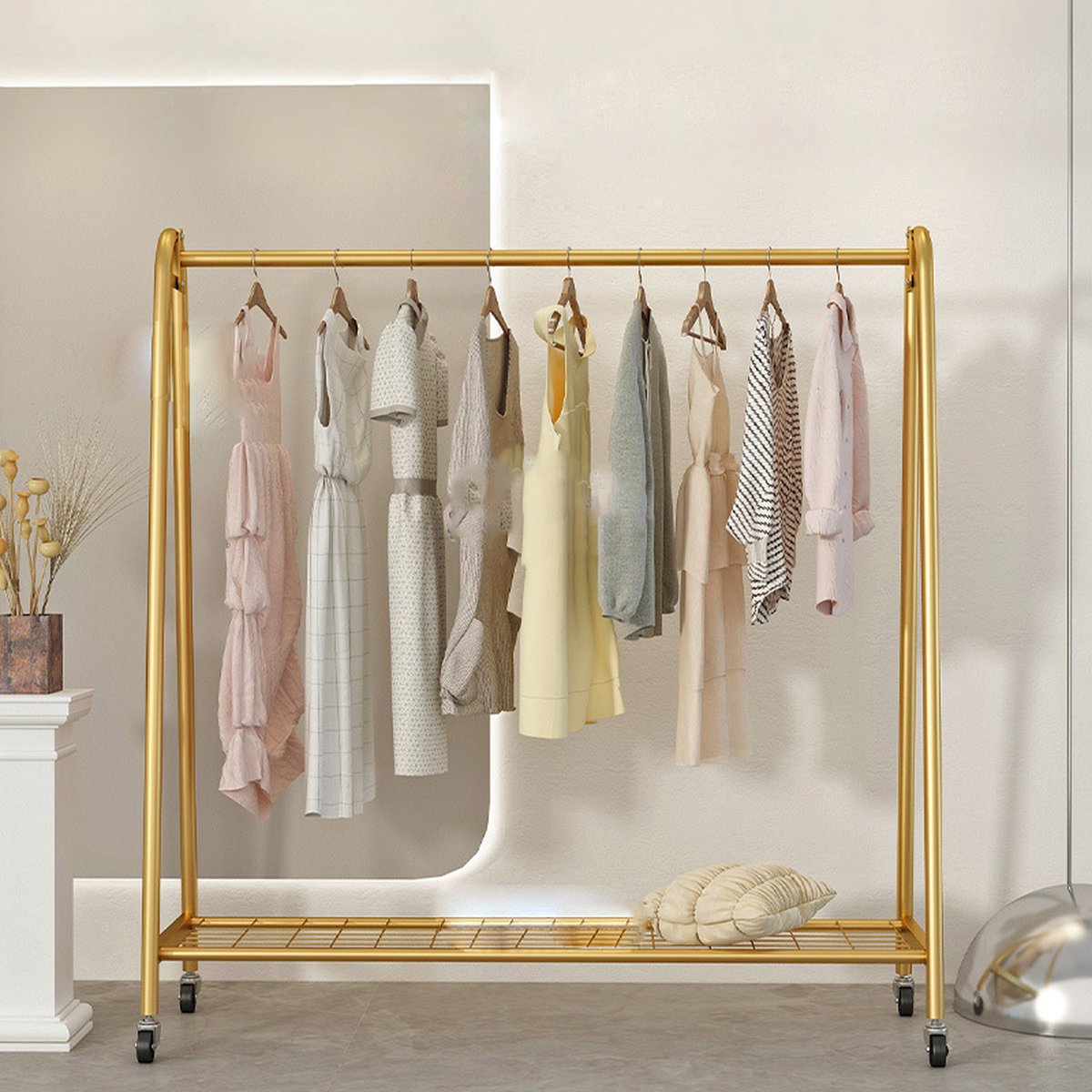 Eleganca Kledingrek - Kledingstang - Garderoberek - Goud - Staal - 120 x 40 x 158 cm