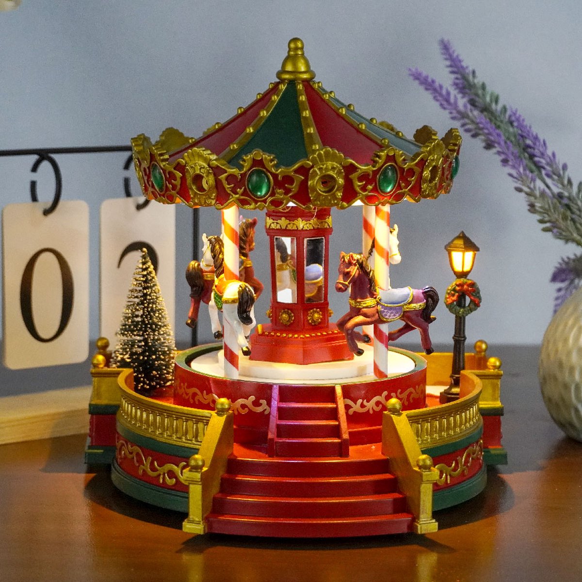 Kristmar Draaiende carrousel met LED-verlichting en muziek