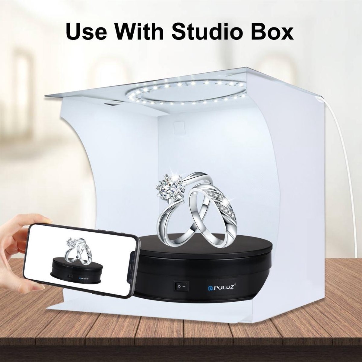 Puluz Electric turntable for photo studio 15cm Black