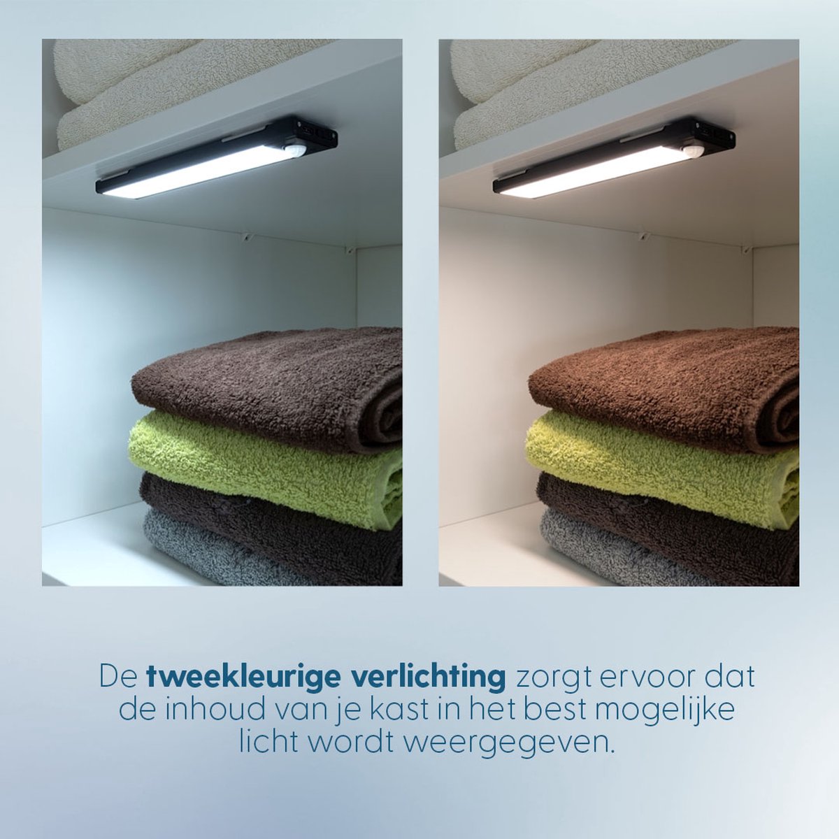 Eleganca Dimbaar LED kastverlichting met sensor, USB-C oplaadbaar Zwart