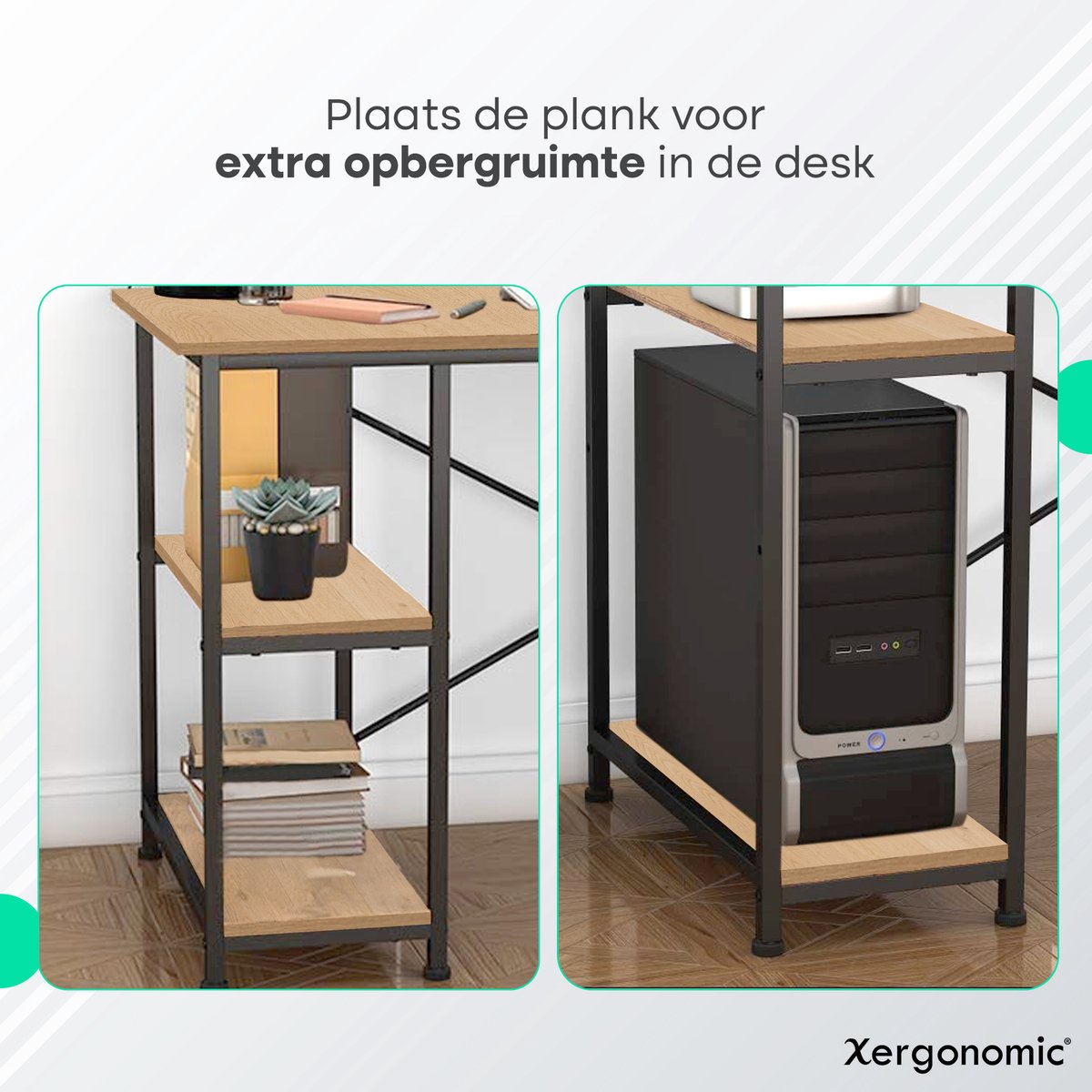Xergonomic Hoekbureau Zwart/Naturel