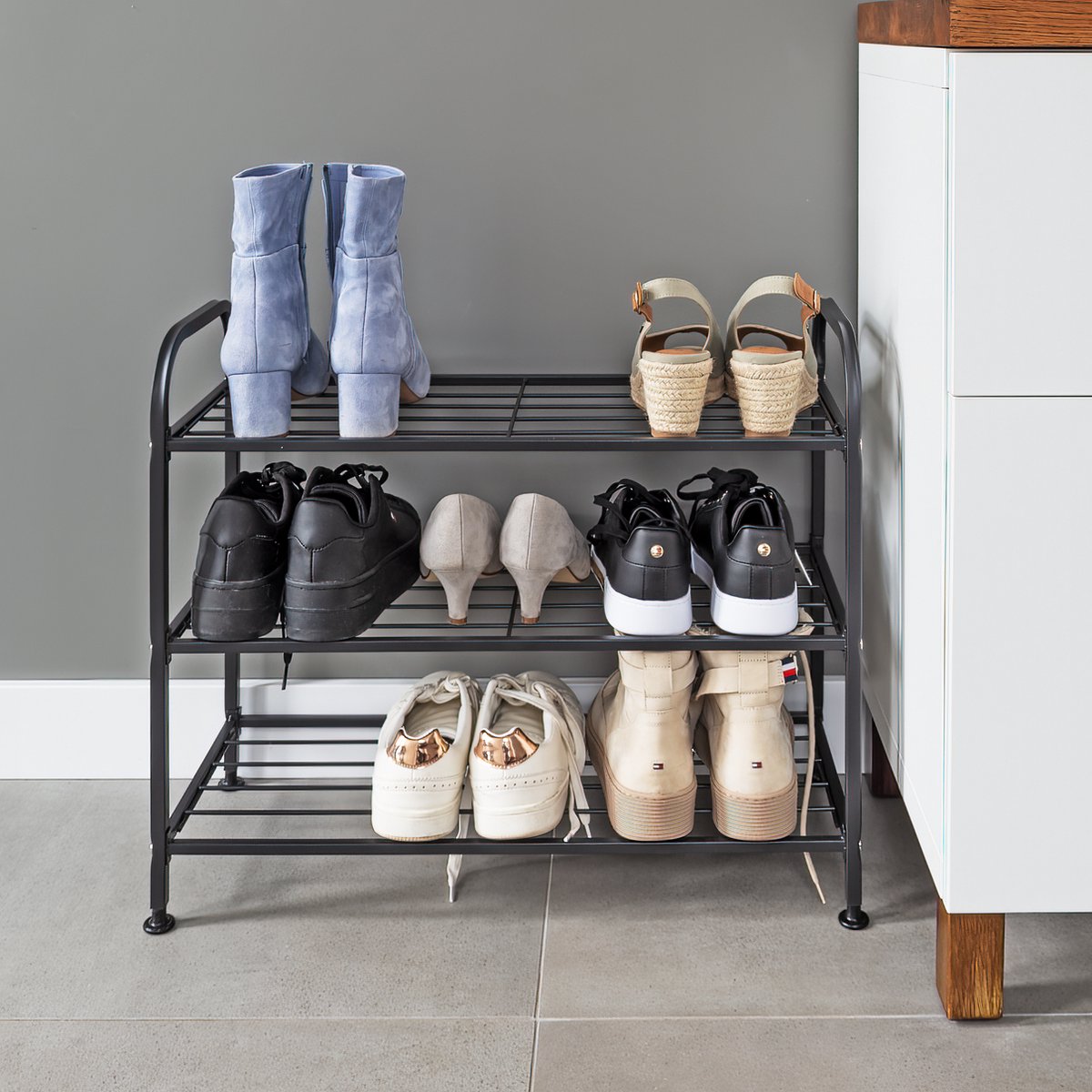 Eleganca Étagère à chaussures en métal à 3 niveaux