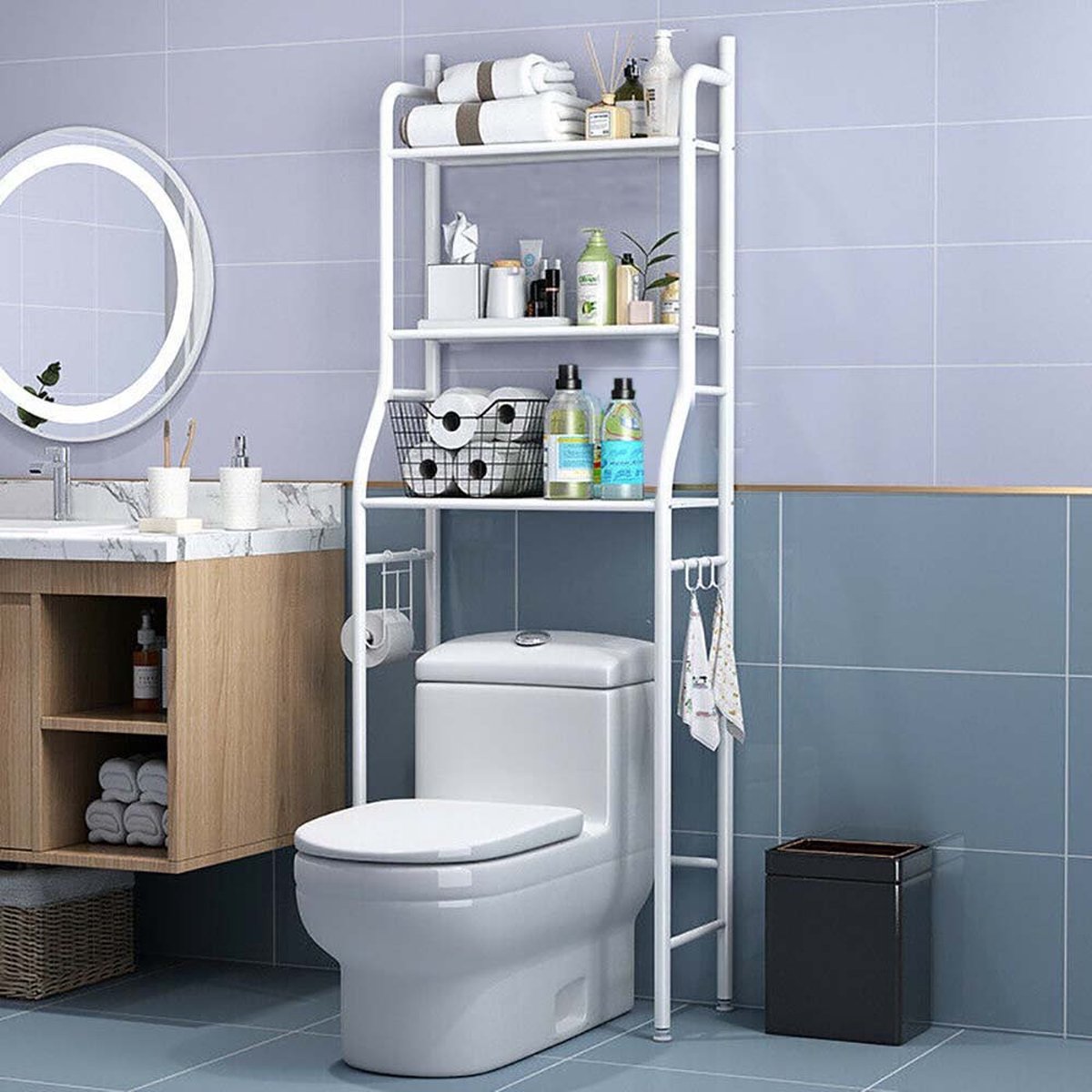 Conversion de machine à laver LG Life's Green avec meuble de toilette à 3 étagères Blanc