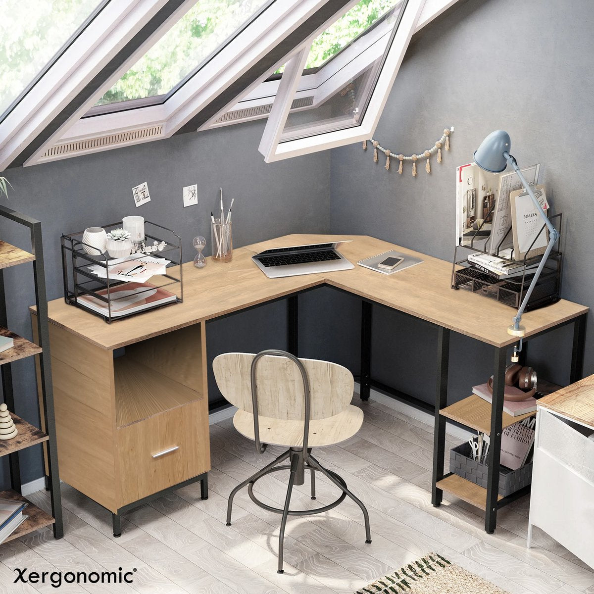 Xergonomic Hoekbureau Zwart/Naturel