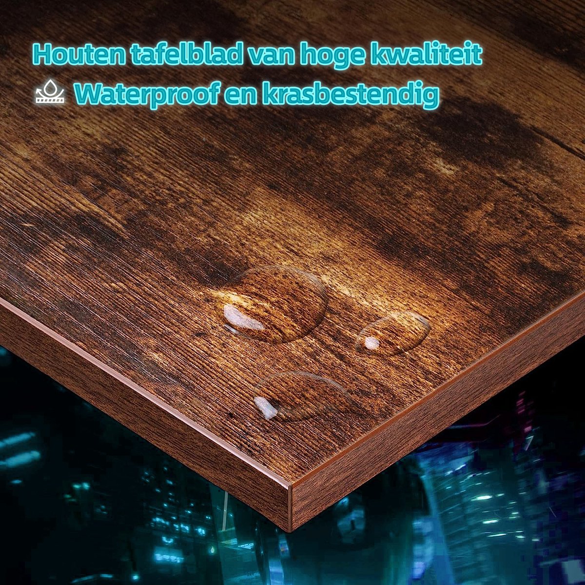 Xergonomic Game bureau - Gaming desk - Game tafel – Hoekbureau – Computertafel – 130cm x 130cm x 85 cm – Zwart/Hout