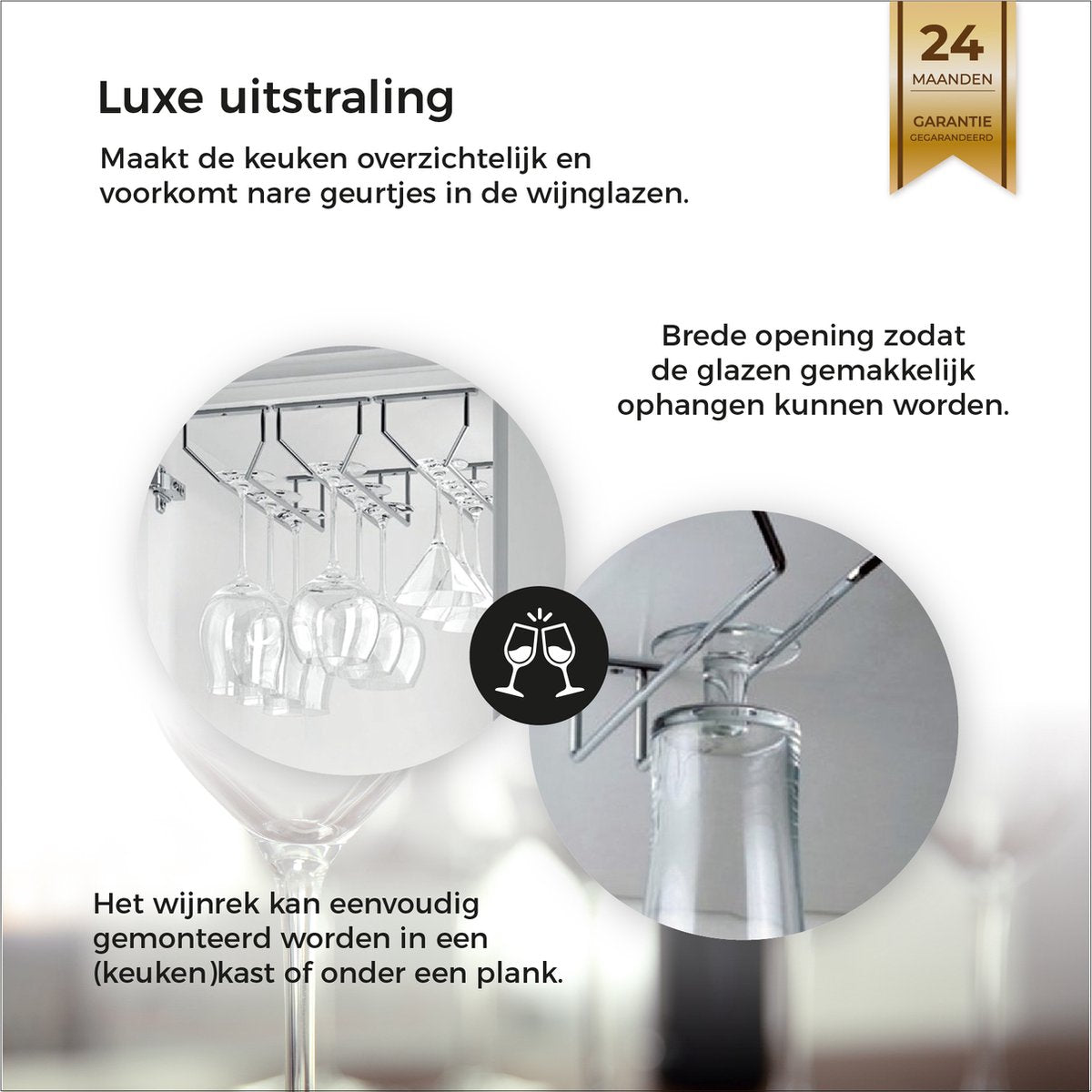 Nancy's Glazenrek hangend 340mm verchroomd staal