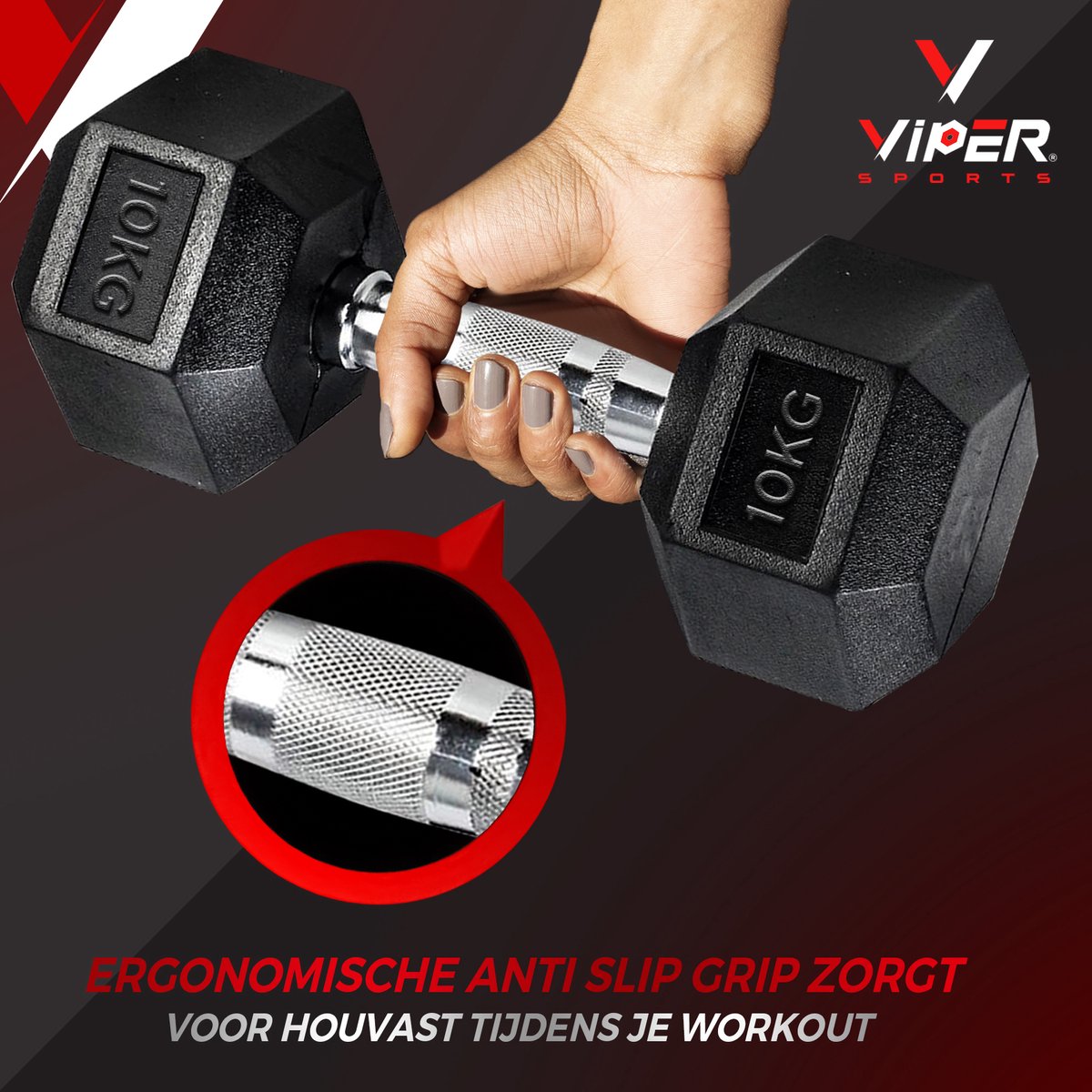 Viper Sports Iron Black 2 x 10 kg Dumbbells