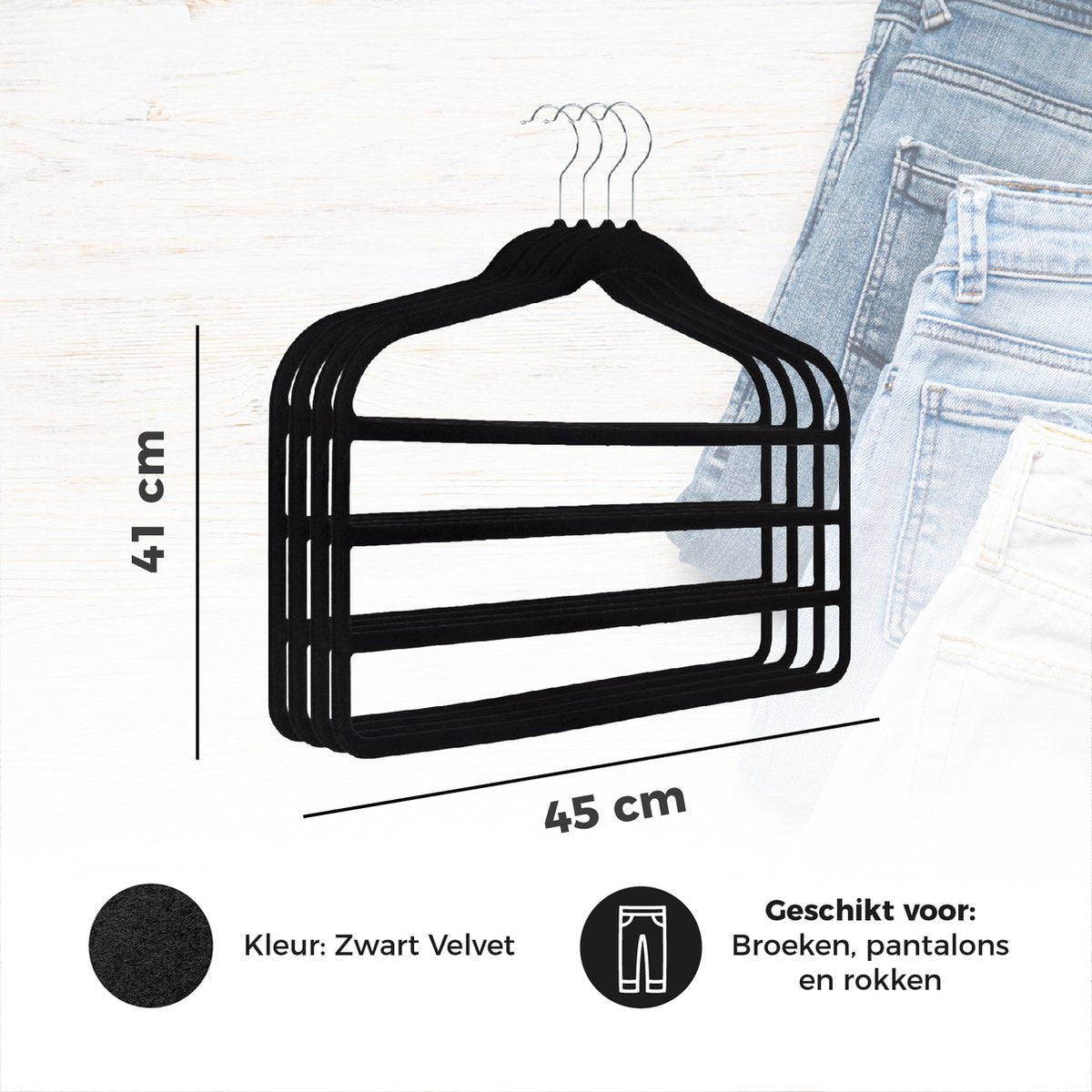 Eleganca Luxe velvet broekhangers 4in1 - 5 stuks