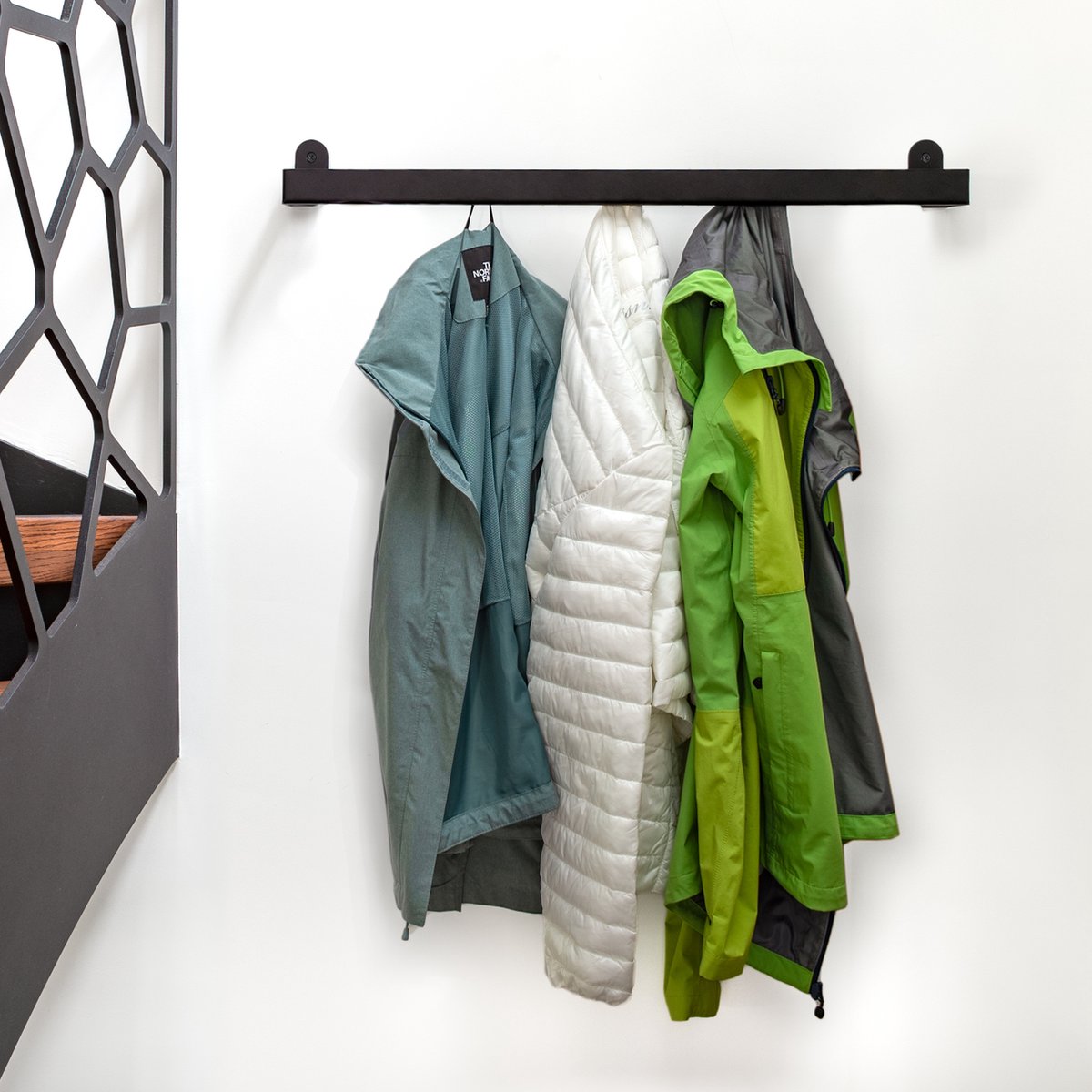 Eleganca Industrial metal wall coat rack with 9 hooks Black