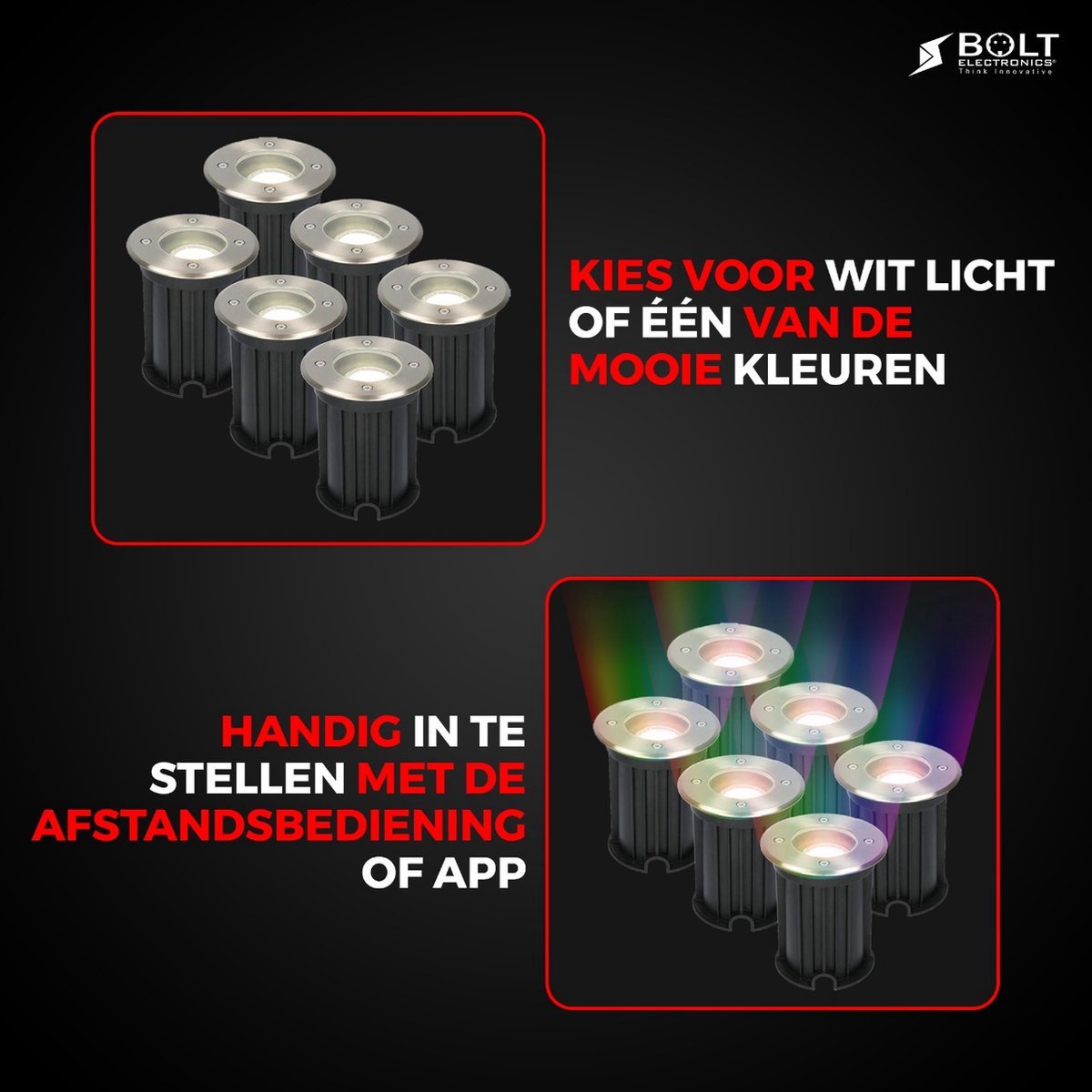 Bolt Electronics® RGB LED Grondspots met app bediening 4 stuks