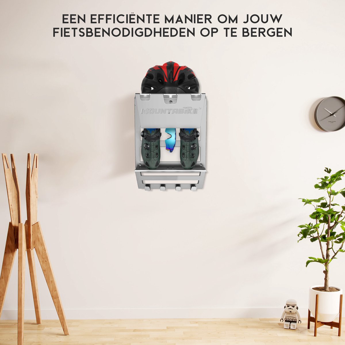 Mountabike WAVE Fiets muurbeugel Inclusief haken voor fiets accessoires Antraciet