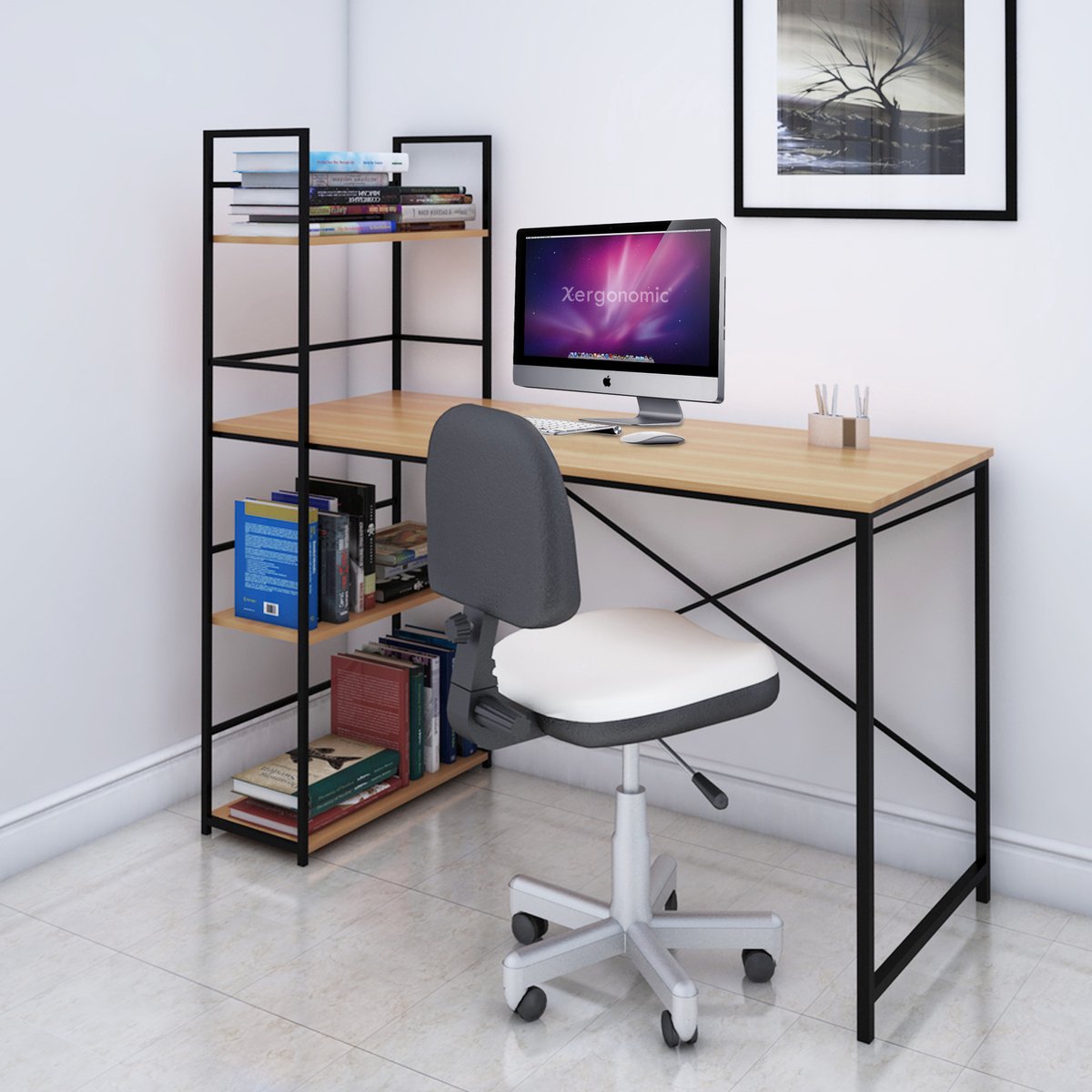 Xergonomic® Industrieel bureau met planken