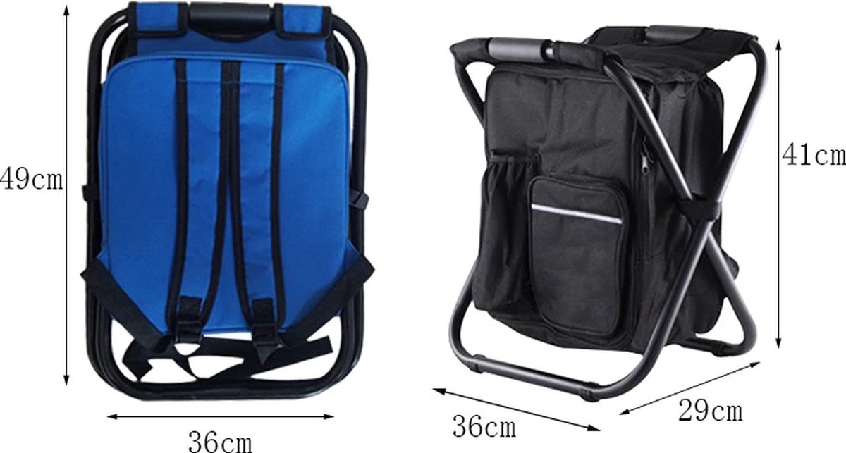 EASTWALL Relaxy 3 in 1 Backpack tabouret pliant avec sac isotherme Noir
