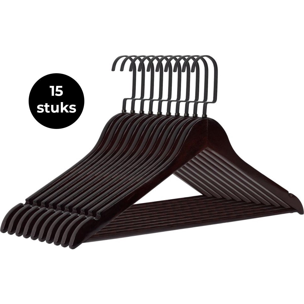 Eleganca Cintre de luxe avec crochet plat noir 15 pièces Vintage marron